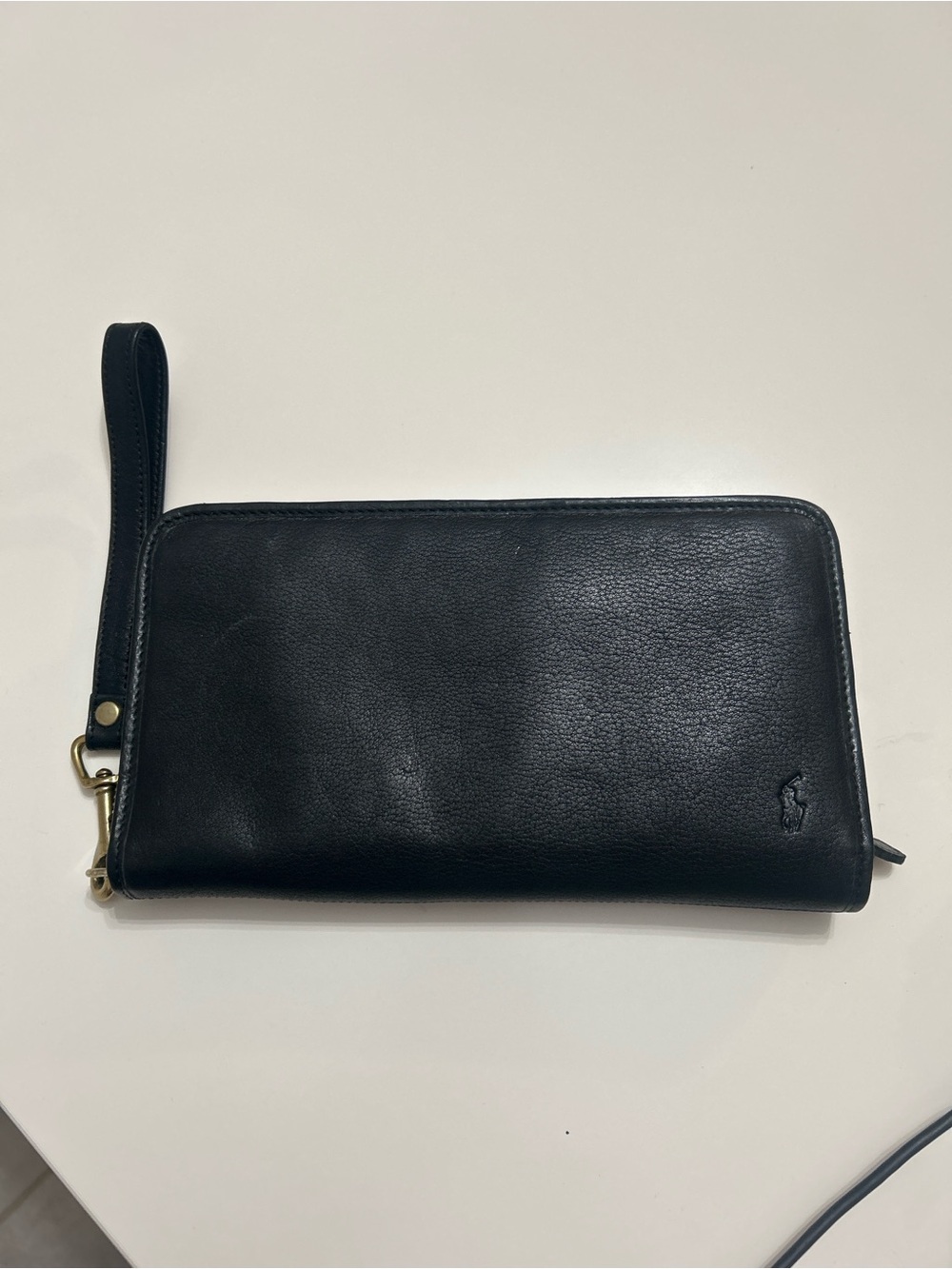 Polo - Ralph Lauren Black Leather Zip Wallet Clutch - Men